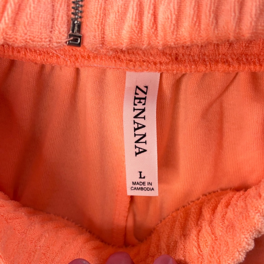 Peach Terry Cloth Hoodie & Shorts Set - Picture 3 of 4